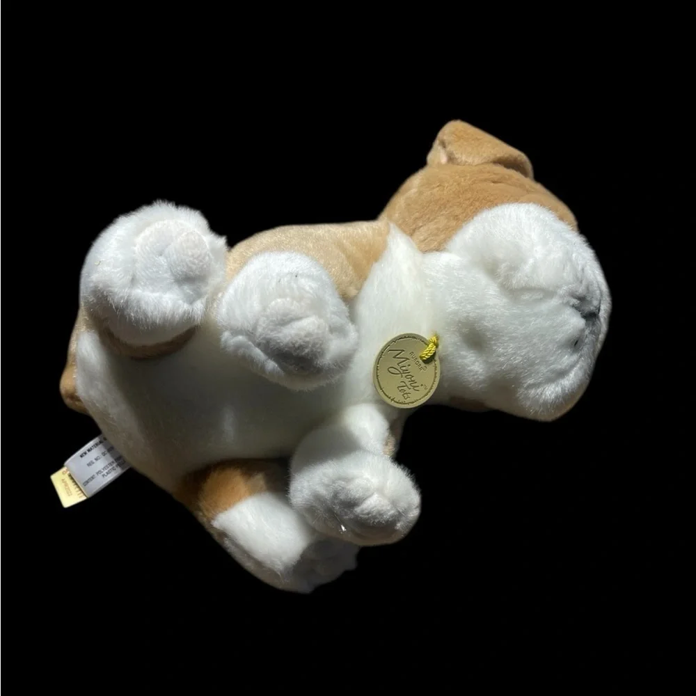 Miyoni Aurora Bulldog Plush 7” NWT – Brown & White Realistic Stuffed Puppy